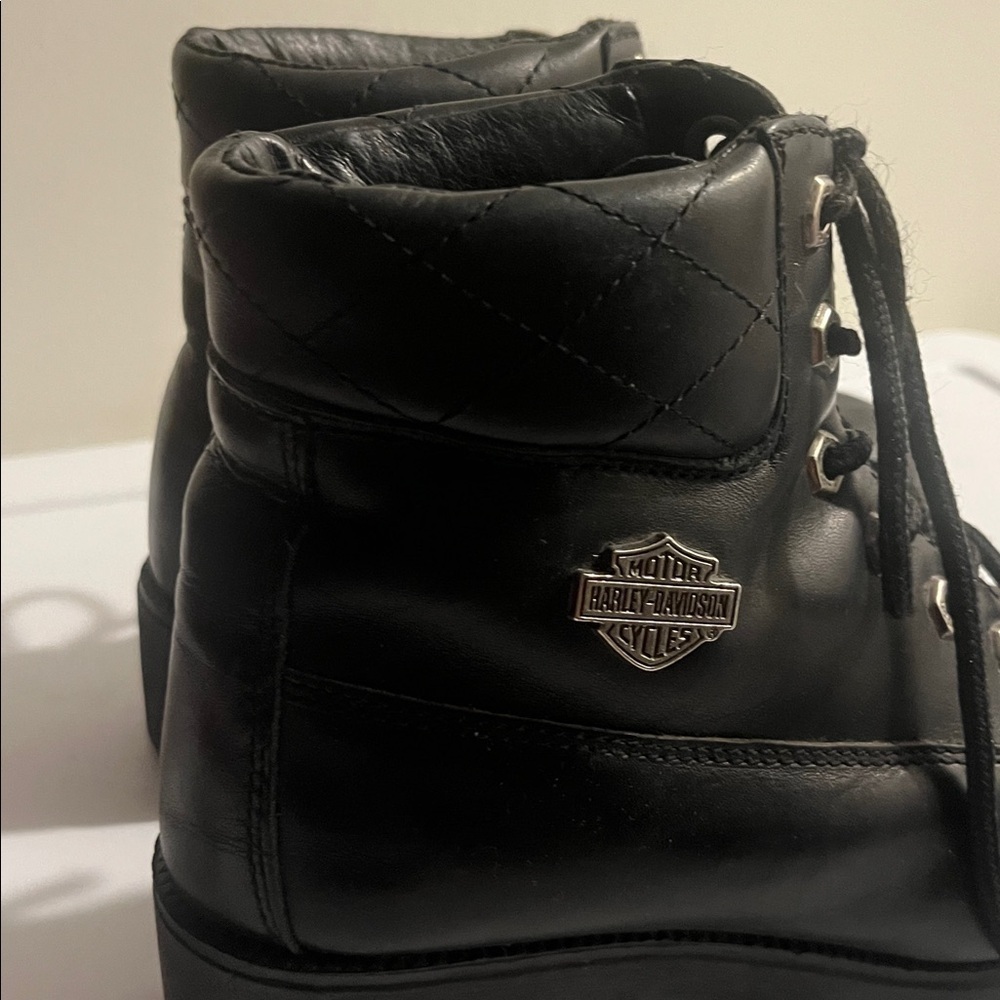 Black Lace-Up HARLEY DAVIDSON COMBAT BOOTS - Picture 3 of 7